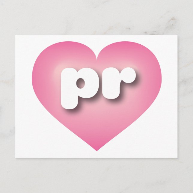 Cartão Postal Puerto Rico Pink Fade Heart - Eu adoro PR (Frente)