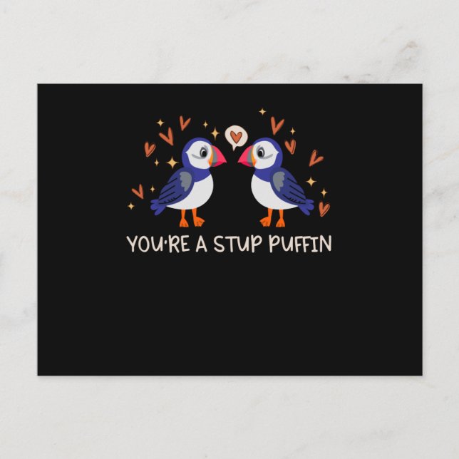 Cartão Postal Puffin Hearts Puffins Adoram Aves (Frente)