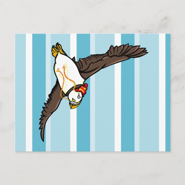 Cartão Postal Puffin Vestindo Um Chapéu Conhecido (Frente)
