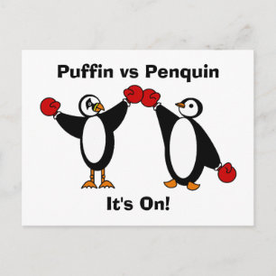 Cartão Postal Puffin vs Penquin Postcard