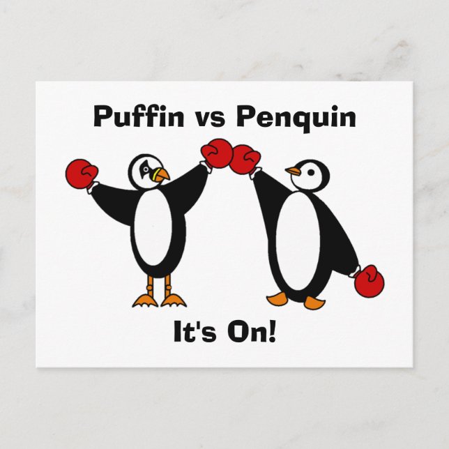 Cartão Postal Puffin vs Penquin Postcard (Frente)