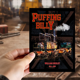 Cartão Postal Puffing Billy Steam Train Locomotive Inglês