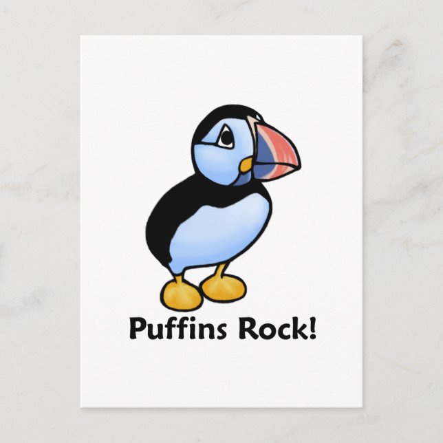 Cartão Postal Puffins Rock! (Frente)
