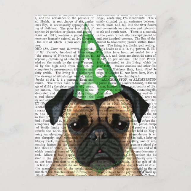 Cartão Postal Pug 2 da festa (Frente)