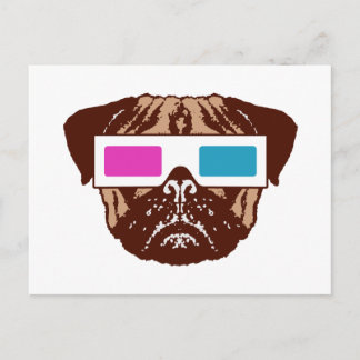 Cartão Postal Pug 3D