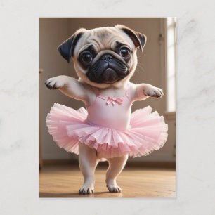 Cartão Postal Pug Ballerina