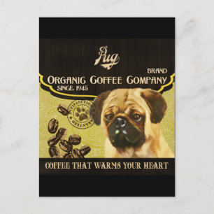 Cartão Postal Pug Brand – Empresa de Café Orgânico