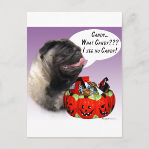 Cartão Postal Pug (camisa) Halloween Candy
