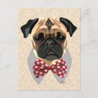 Pug com Arco vermelho e branco