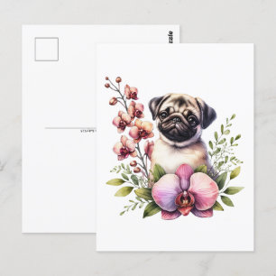 Cartão Postal Pug com Ramificação Orquídea, Pós-Travessia