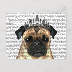 Cartão Postal Pug Com Tiara