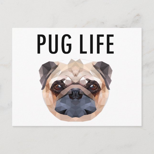 Cartão Postal Pug Design Dog Exclusivo (Frente)