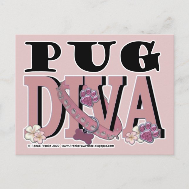 Cartão Postal Pug DIVA (Frente)
