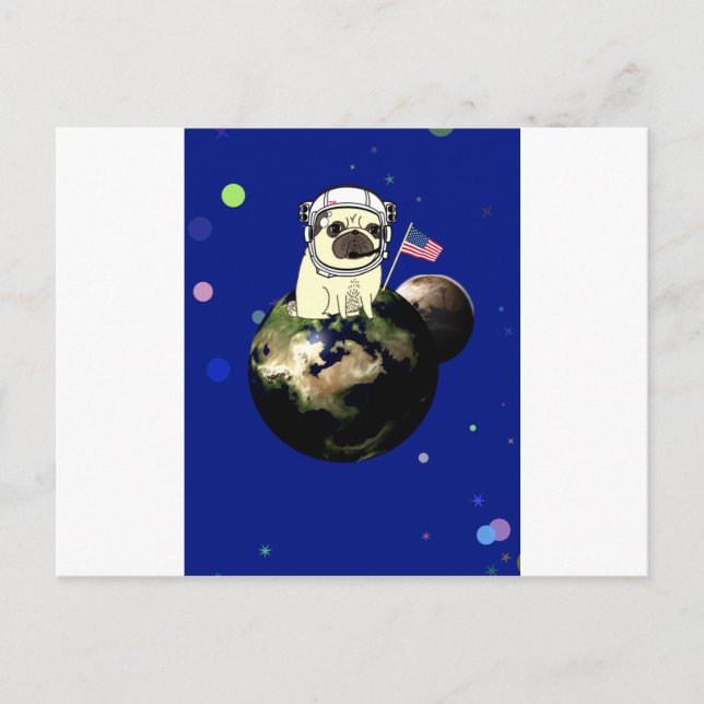 Cartão Postal pug espacial (Frente)