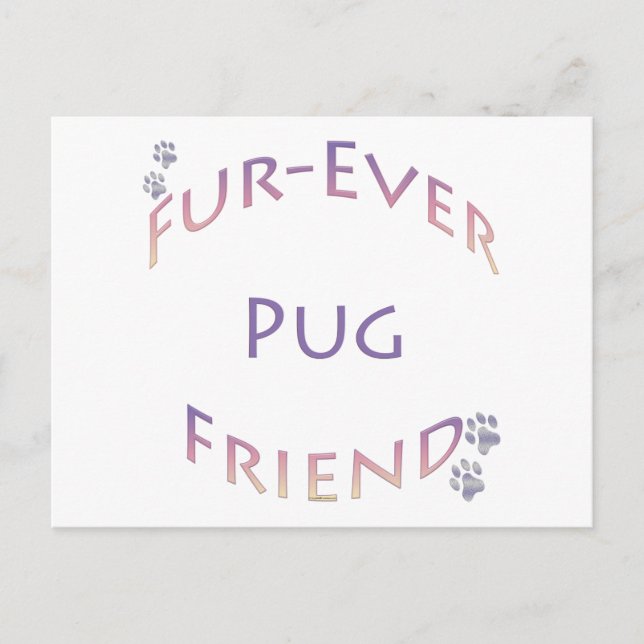 Cartão Postal Pug Fuever Friend (Frente)