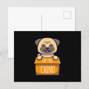 Cartão Postal Pug in a Cup - Boné-Pug-Chino