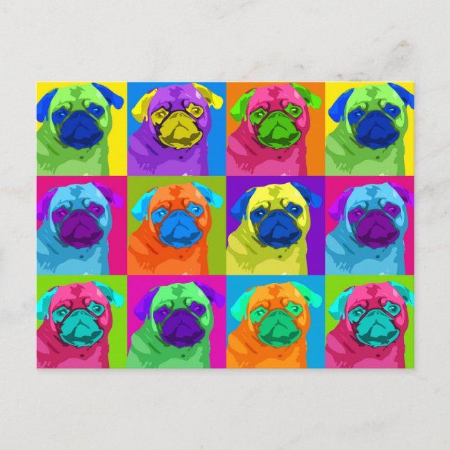 Cartão postal Pug inspirado (Frente)