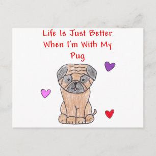 Cartão Postal Pug Life É Melhor Cartão-Postal