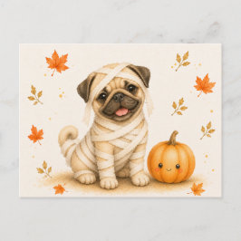 Cartão Postal Pug Múmia Halloween