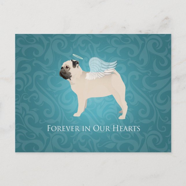 Cartão Postal Pug Pet Memorial - Pug Angel (Frente)