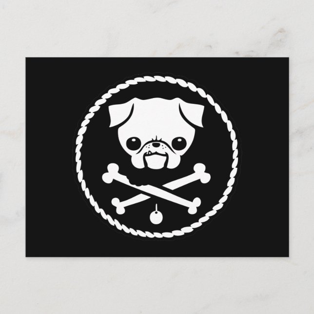 Cartão Postal Pug Pirate (Frente)
