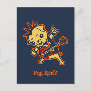 Cartão Postal Pug Rock -color