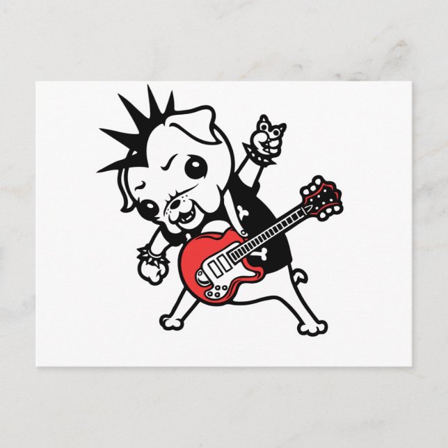 Cartão Postal Pug Rocker (Frente)