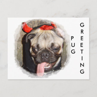 Cartão Postal Pug Saudação