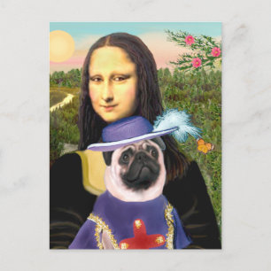 Cartão Postal Pug (Sir) - Mona Lisa