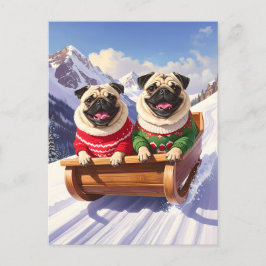 Cartão Postal Pug Sled Ride