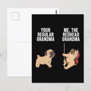 Cartão Postal Pug Sua Avó Regular Eu A Avó Ruiva