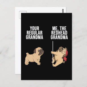 Cartão Postal Pug Your Normal Avó Me The Redhead Avó