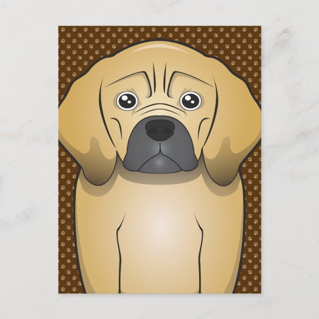 Cartão Postal Puggle - Cartoon Paws (Frente)