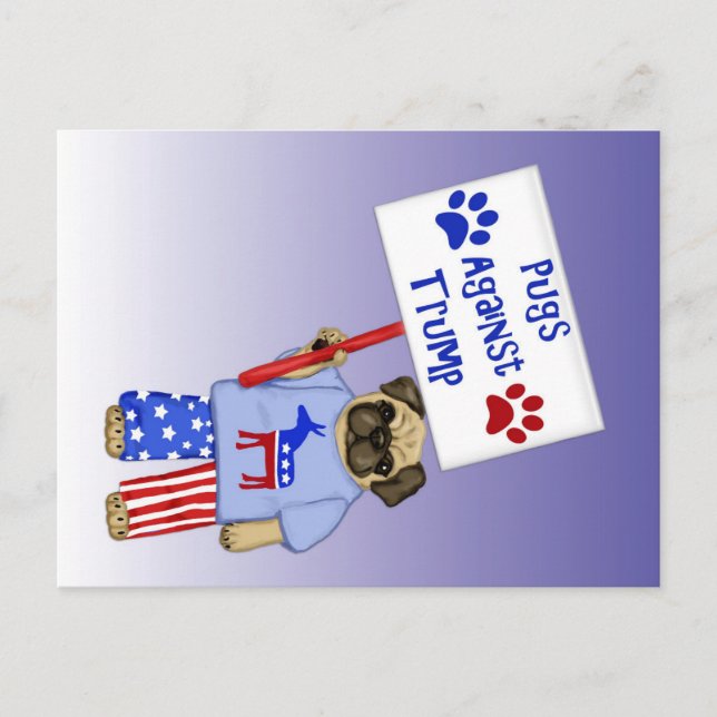Cartão Postal Pugs contra Trump (Frente)