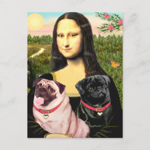 Cartão Postal Pugs (Cor de gamo + Preto) - Mona Lisa