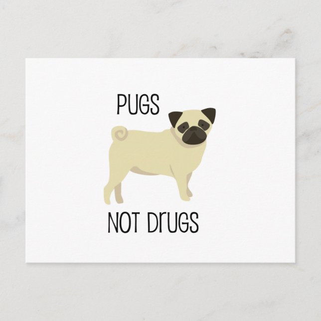 Cartão Postal Pugs não drogas (Frente)