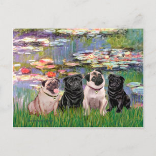 Cartão Postal Pugs (Quatro) - Lírios2