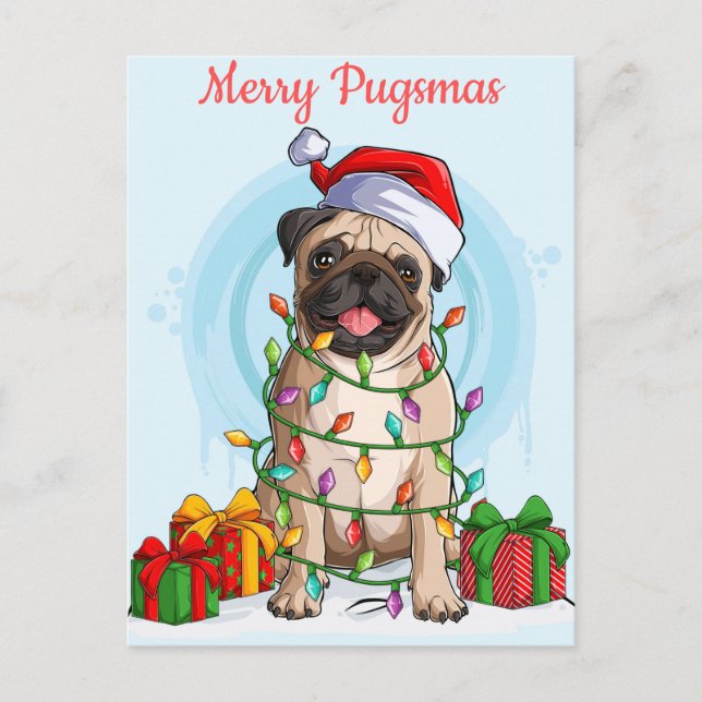 Cartão postal Pugsmas de feliz (Frente)