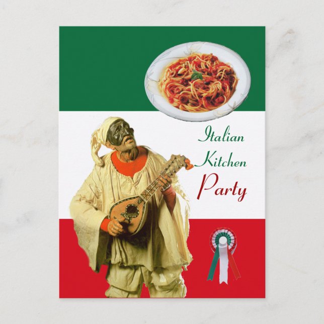 Cartão Postal PULCINELLA ITALIAN KITCHEN PARTITY Red Green Recei (Frente)