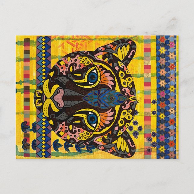 Cartão Postal Pum na placa de Posto amarela brilhante (Frente)