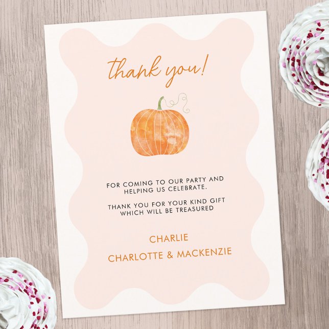 Cartão Postal Pumpkin Autumn Fall Obrigado (Cute pumpkin personalized autumn fall themed thank you postcard)