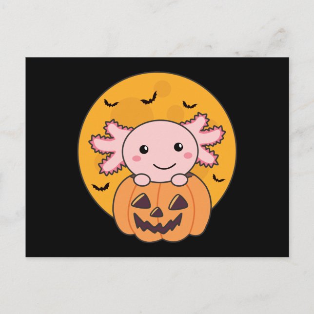 Cartão Postal Pumpkin Axolotl Amava Animais Doce Para O Hallowee (Frente)