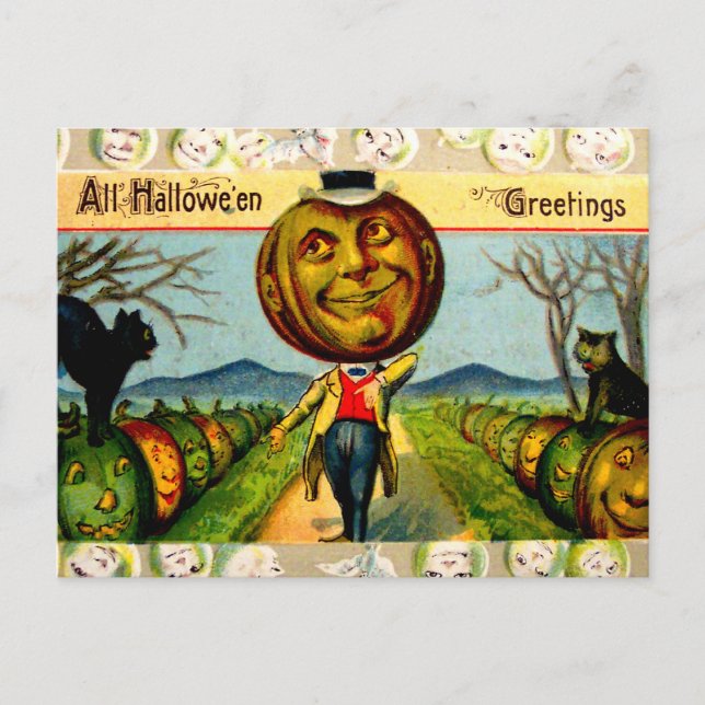 Cartão Postal Pumpkin(Cartão de Vintage Halloween) (Frente)