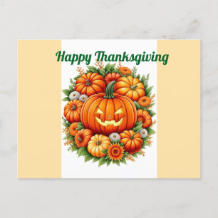 Cartão Postal Pumpkin de Ação de Graças Festivo