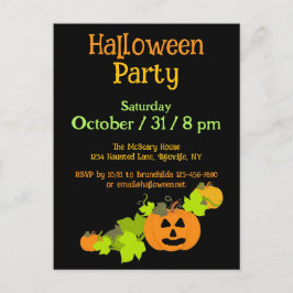 Cartão Postal Pumpkin de Halloween Carving Black Orange Party Gr