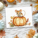 Cartão Postal Pumpkin de Halloween do Mouse de Aquarela Bonito<br><div class="desc">Este design pode ser personalizado escolhendo a opção Editar Design. Você também pode transferir para outros itens. Entre em contato comigo em colorflowcreations@gmail.com ou use a opção de bate-papo no topo da página se você quiser ter este design em outro produto ou precisar de assistência com este design. Veja mais...</div>
