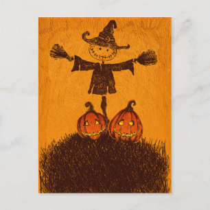 Cartão Postal Pumpkin espantalho