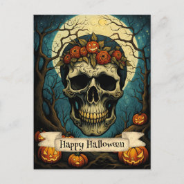 Cartão Postal Pumpkin Floral Halloween