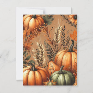 Cartão Postal Pumpkin Halloween, Botânica Verde & Queda