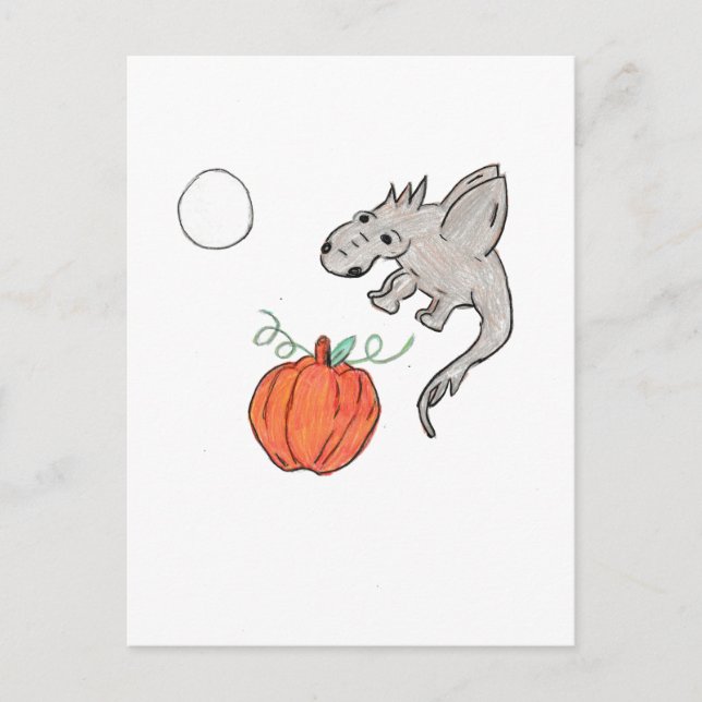 Cartão Postal Pumpkin Laranja com Dragão (Frente)